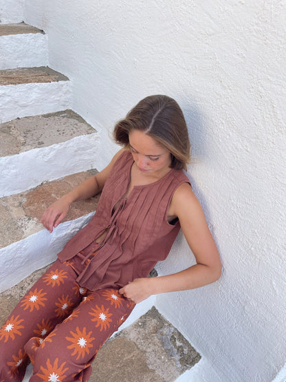 Top Gigi Marrón Lino