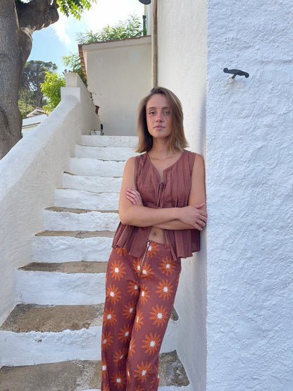 Top Gigi Marrón Lino