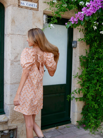 Vestido Bruna Flores Naranja