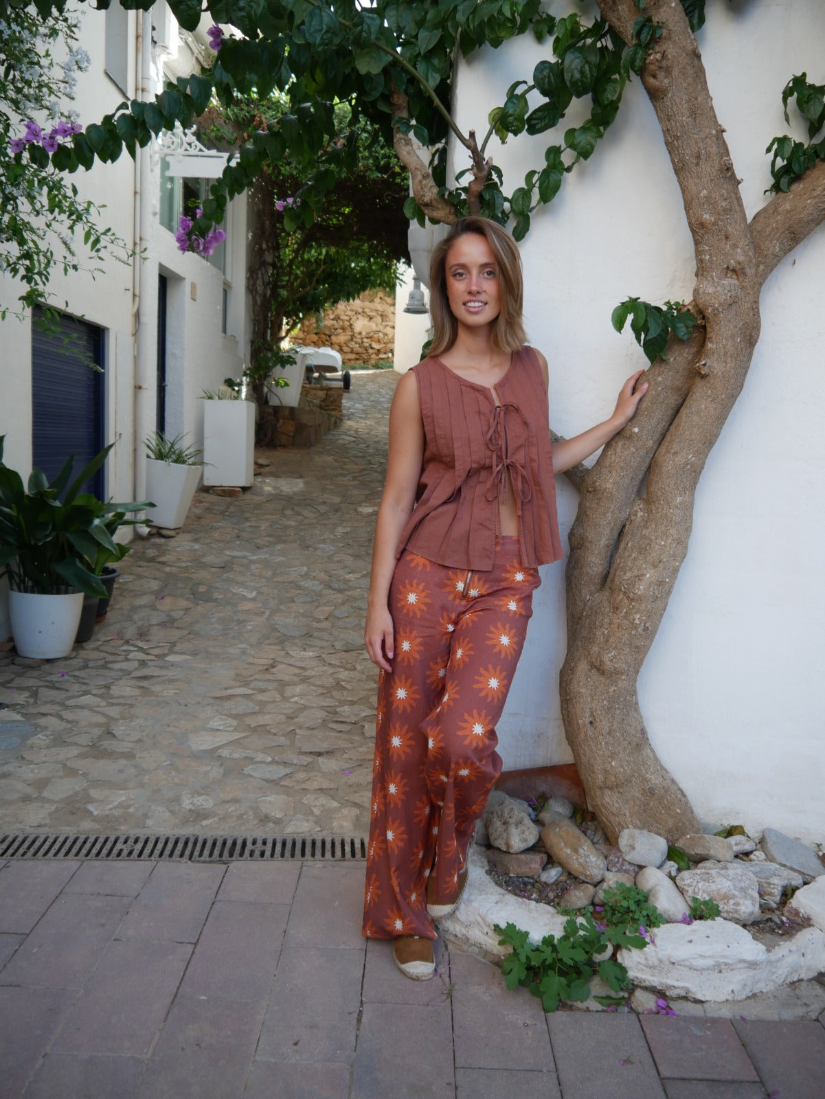 Top Gigi Marrón Lino