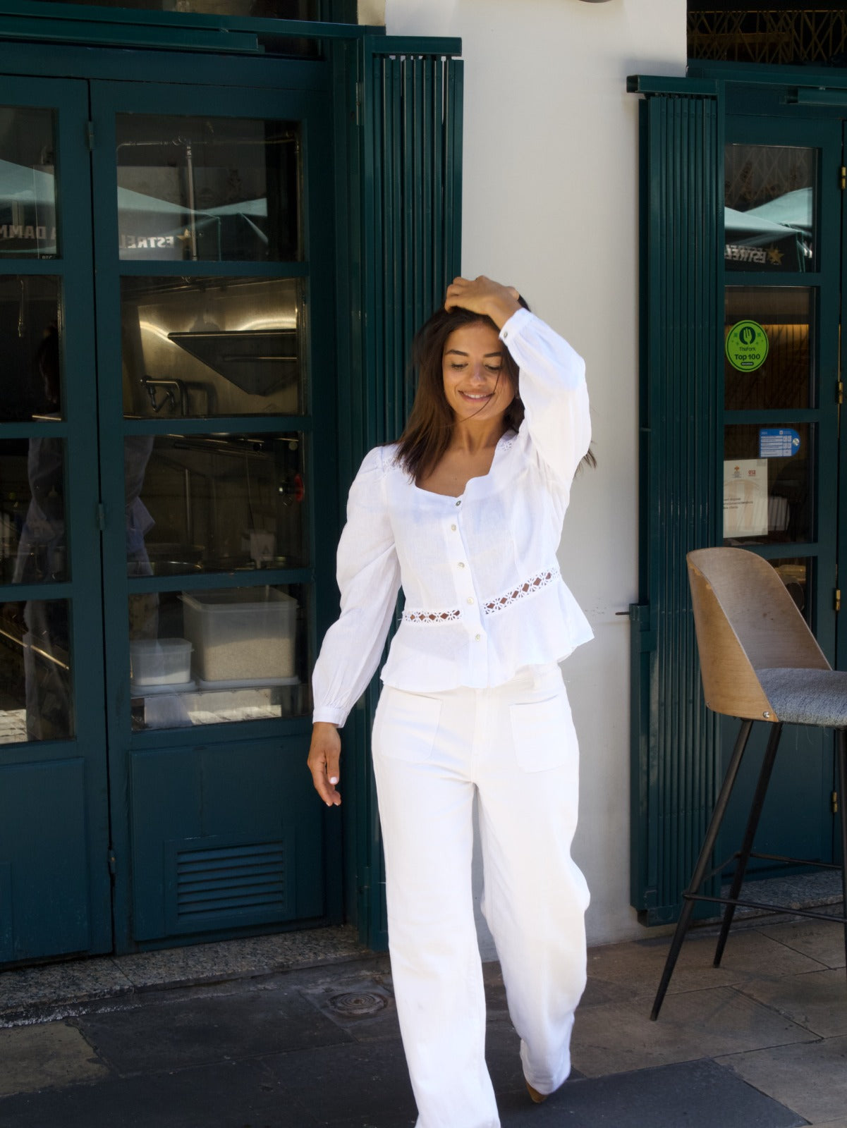 Blusa Roma Blanca Lino