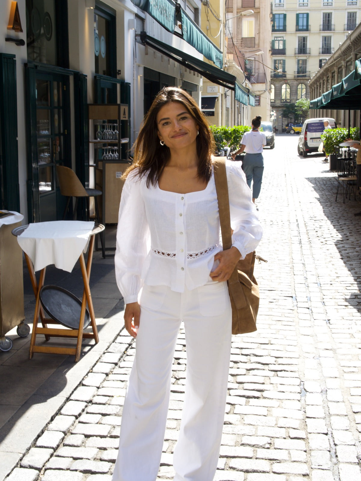 Blusa Roma Blanca Lino