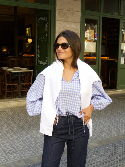 Blusa Matilde Vichy Celeste