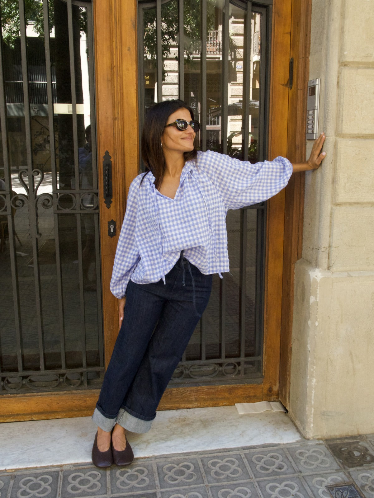 Blusa Matilde Vichy Celeste