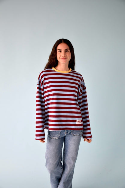 Camiseta Núria Azul y Burgundy