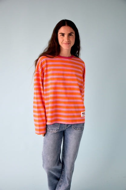 Camiseta Pipa Naranja y Fucsia