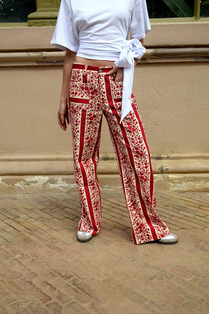 Jeans Valeria Flores Rojo