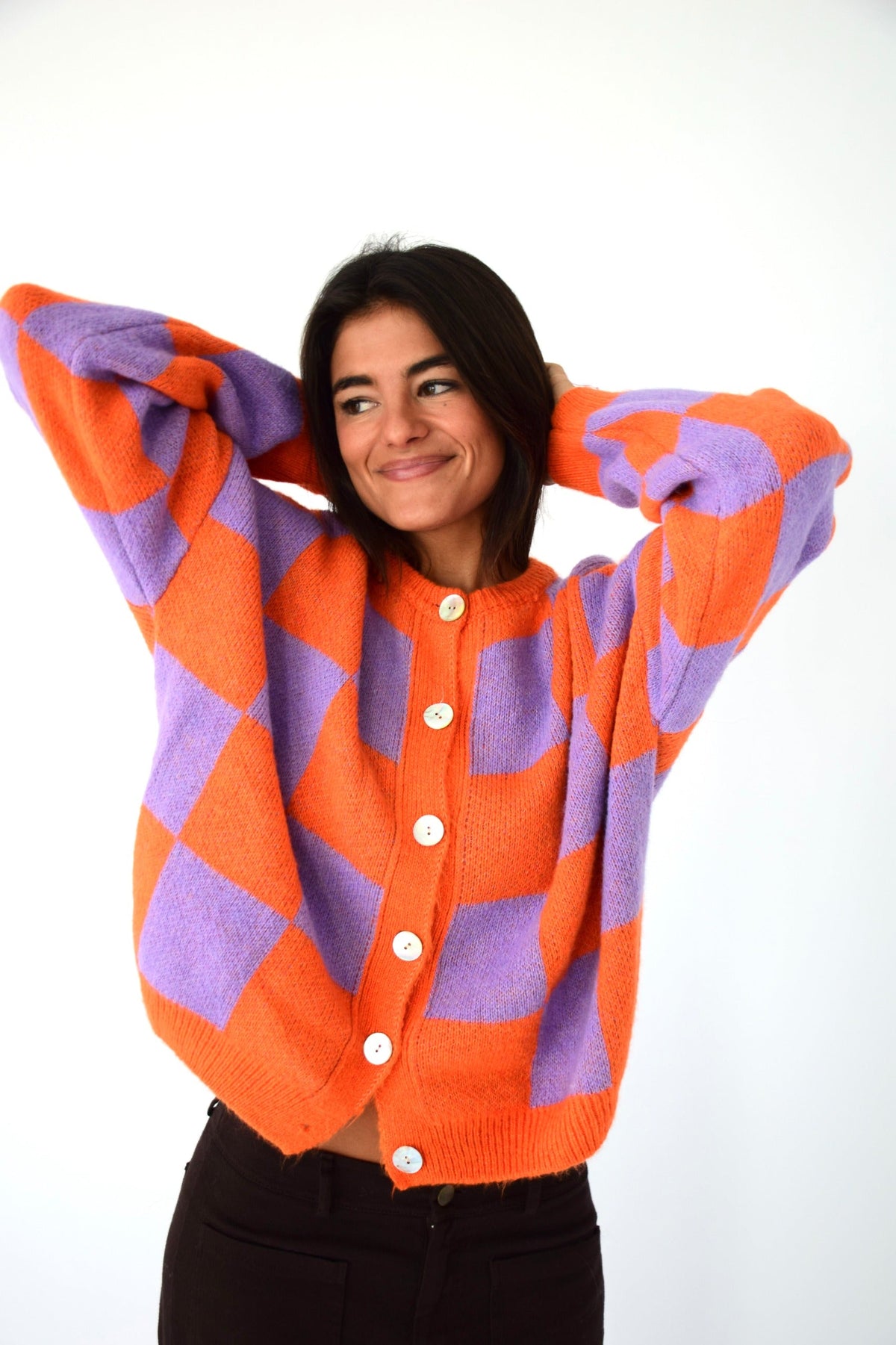 Cárdigan Valentina Lavanda y Naranja