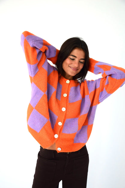 Cárdigan Valentina Lavanda y Naranja