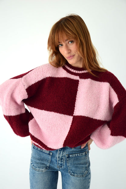 Jersey Sara Rosa y Burgundy