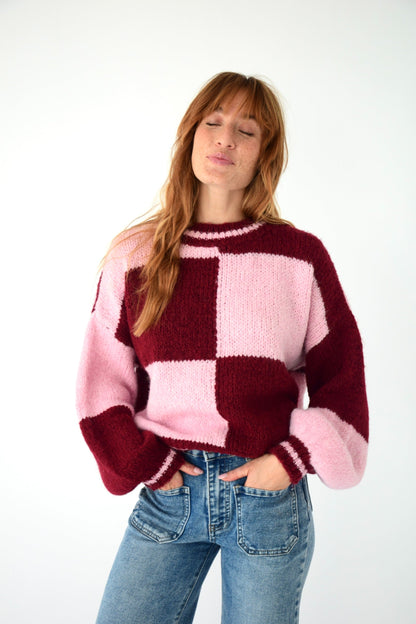 Jersey Sara Rosa y Burgundy
