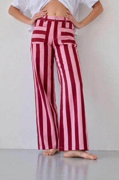 Valeria Striped Burgundy and Pink Jeans