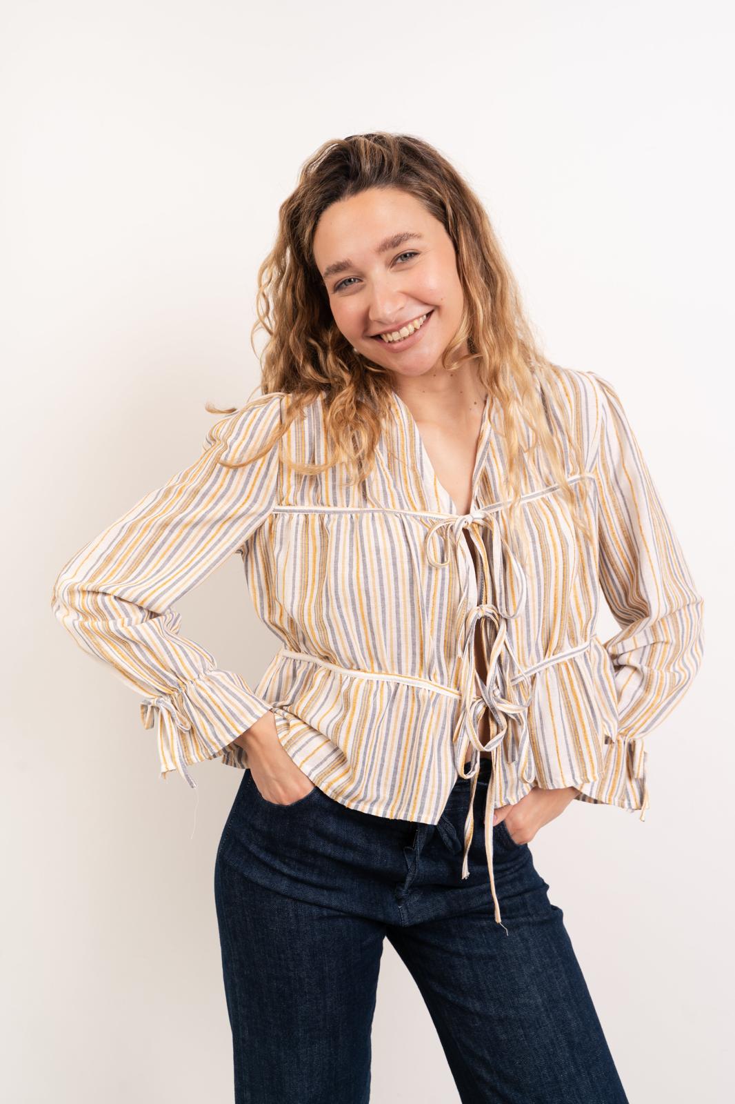 Lucia Yellow Striped Blouse
