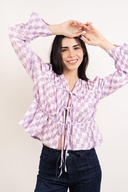 Blusa Lucía Cuadros Lavanda