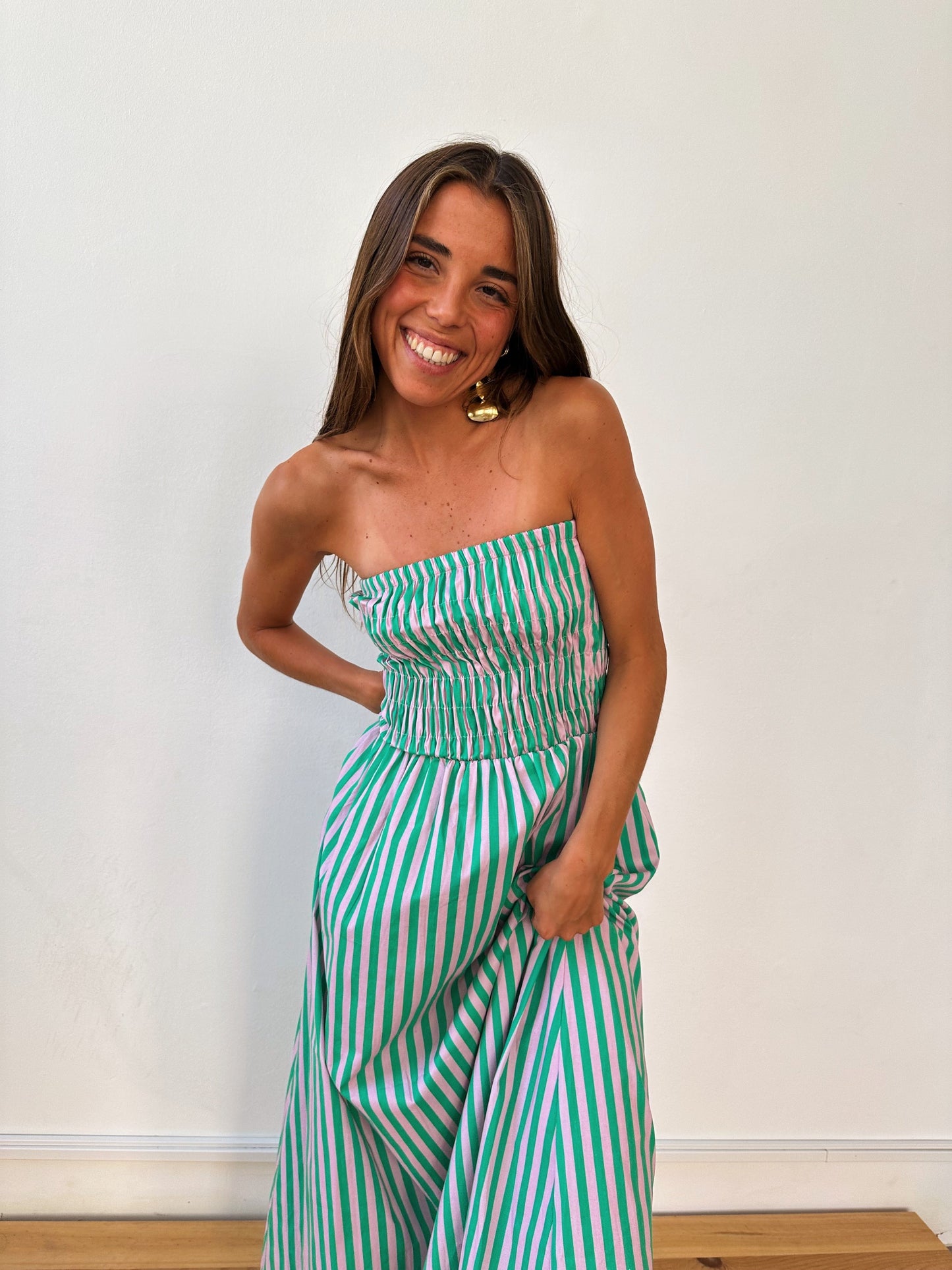 Vestido Emily Rayas Verde