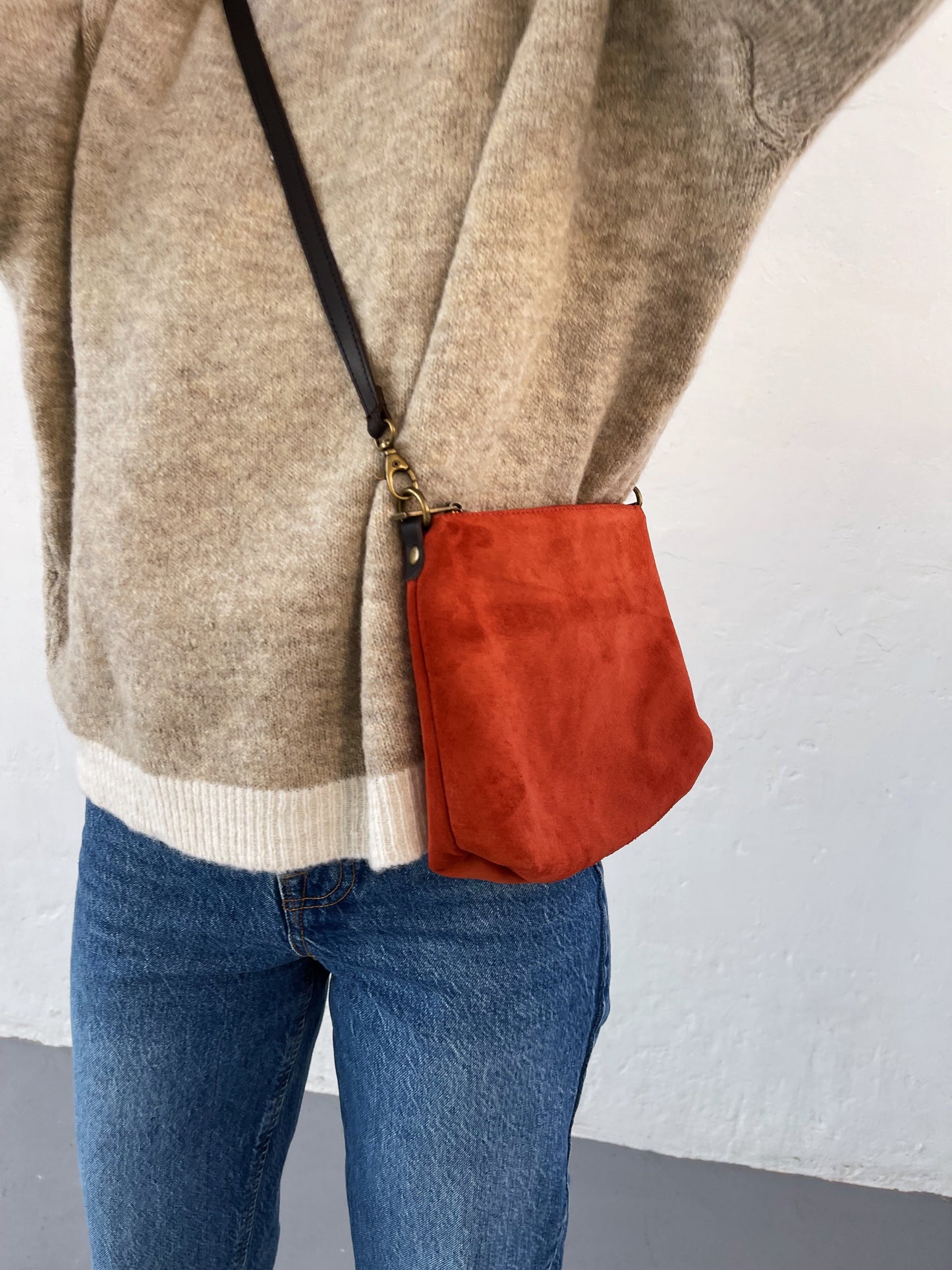 Suede Tile Shoulder Bag