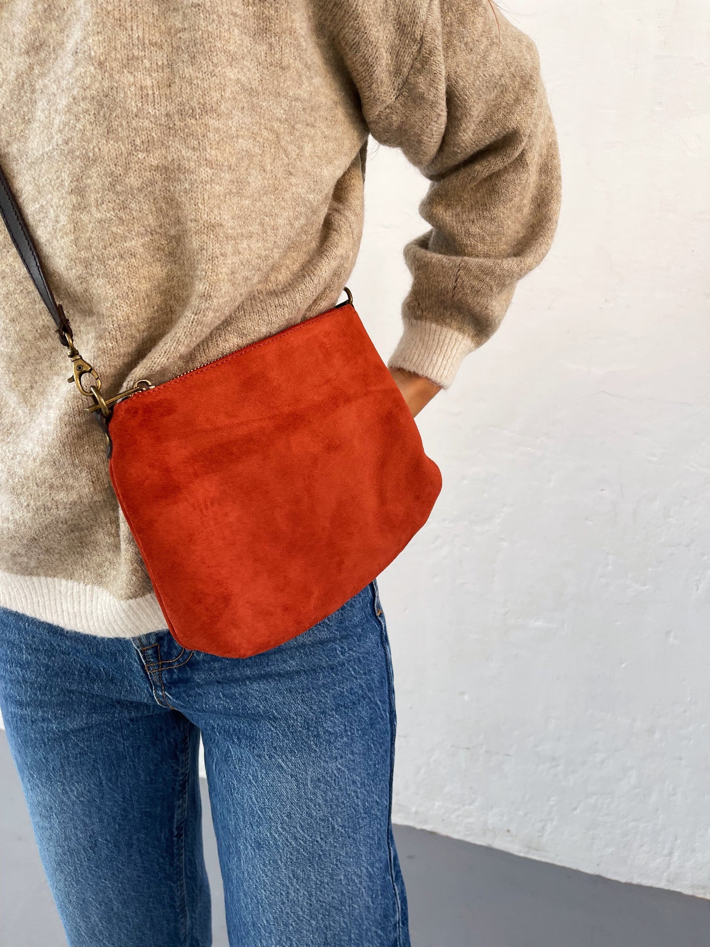 Suede Tile Shoulder Bag