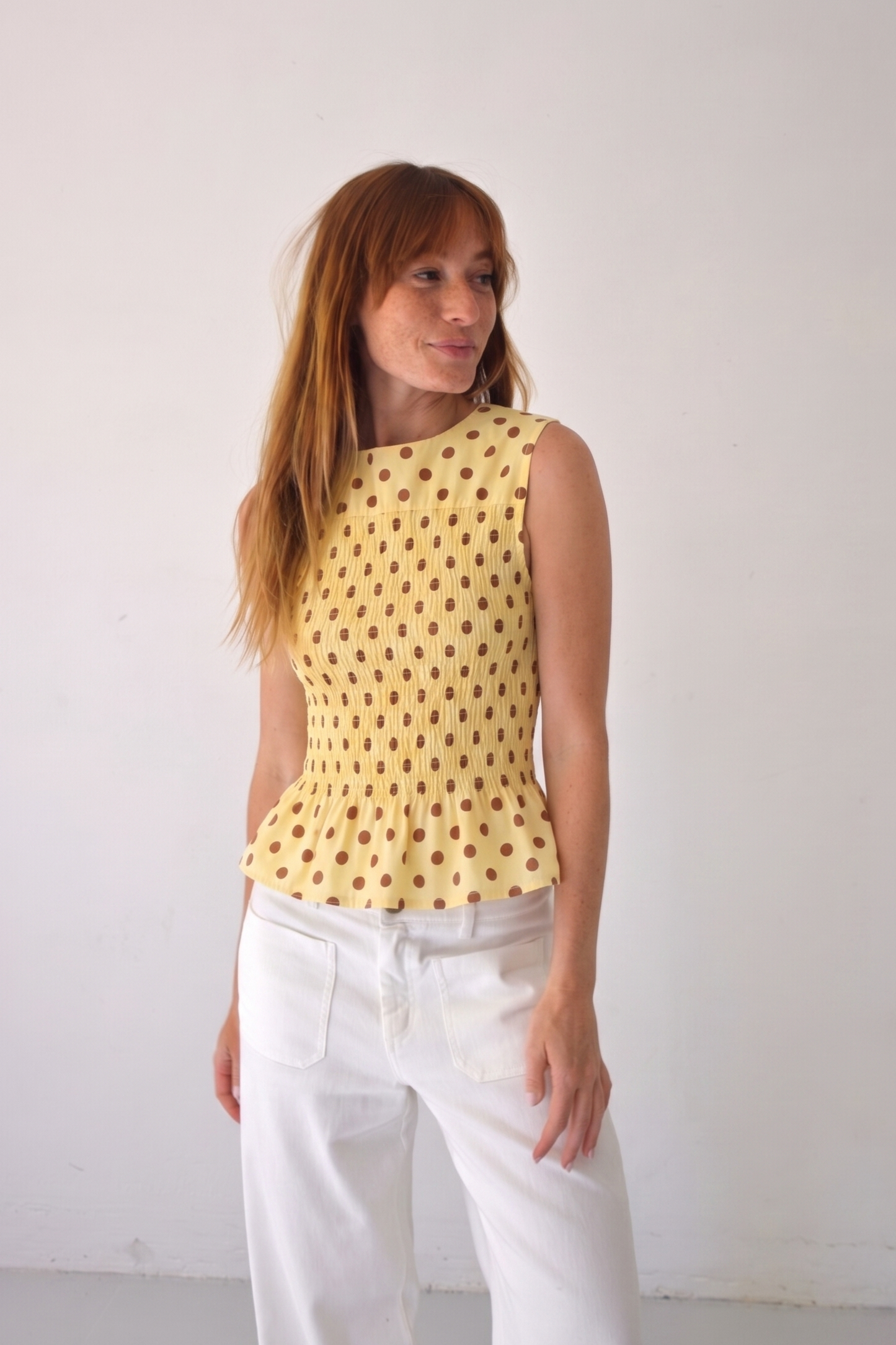 Top Cora Yellow Polka Dots