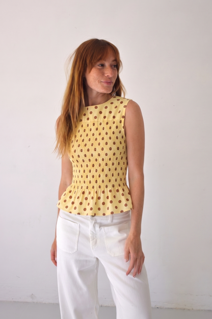 Top Cora Yellow Polka Dots