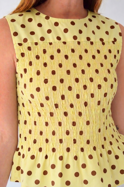 Top Cora Yellow Polka Dots