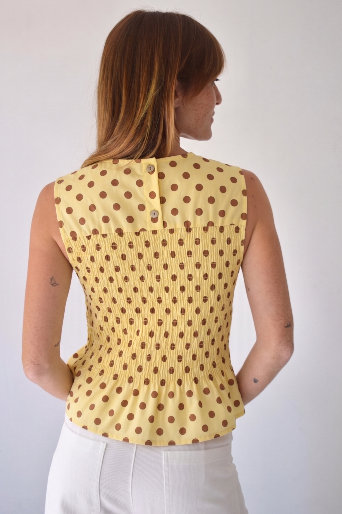 Top Cora Yellow Polka Dots