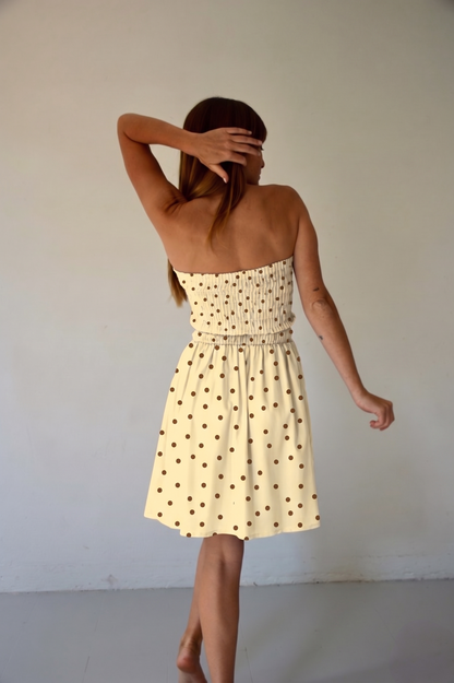 Vestido Emily Topos Amarillo Corto