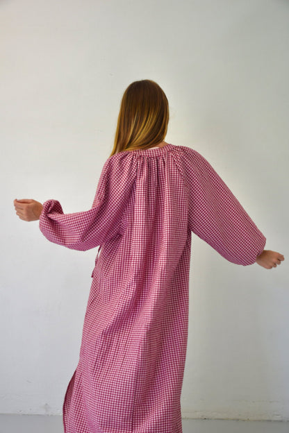 Vestido Matilde Vichy Burgundy