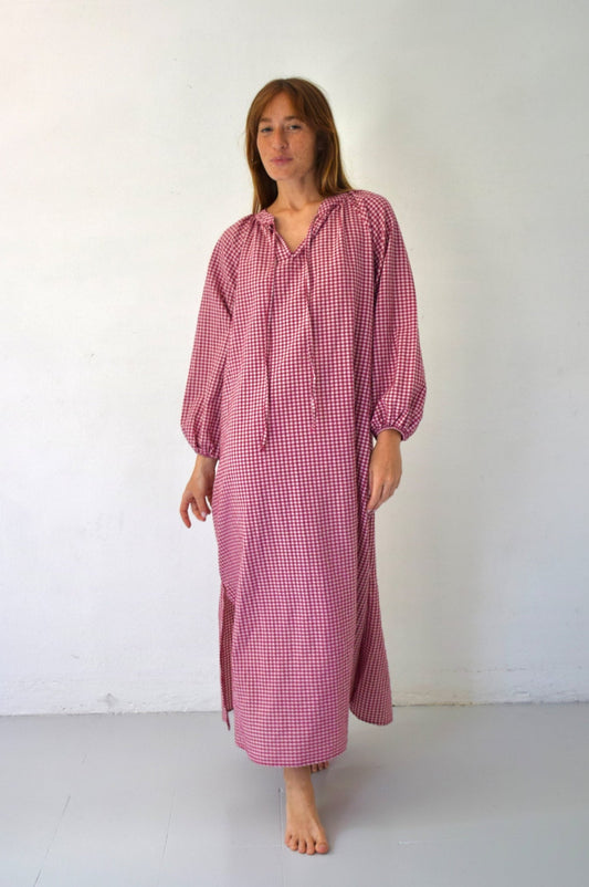 Matilde Vichy Burgundy Dress