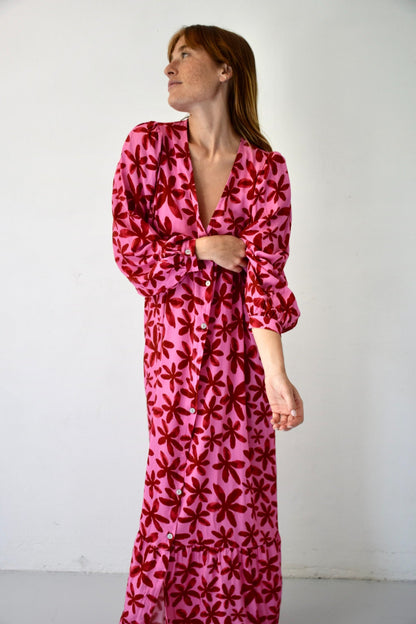 Vestido Micaela Flores Rosa