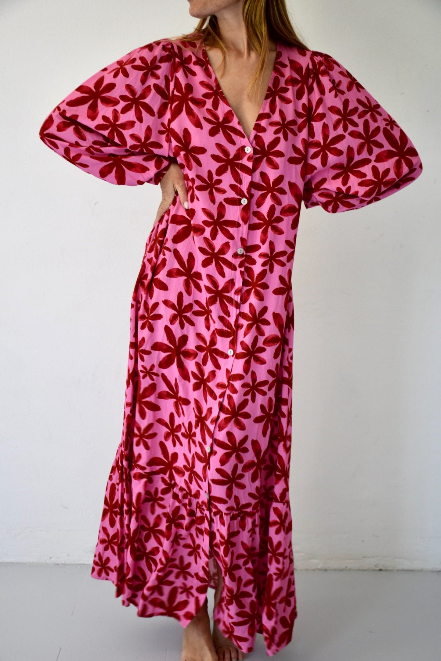 Vestido Micaela Flores Rosa
